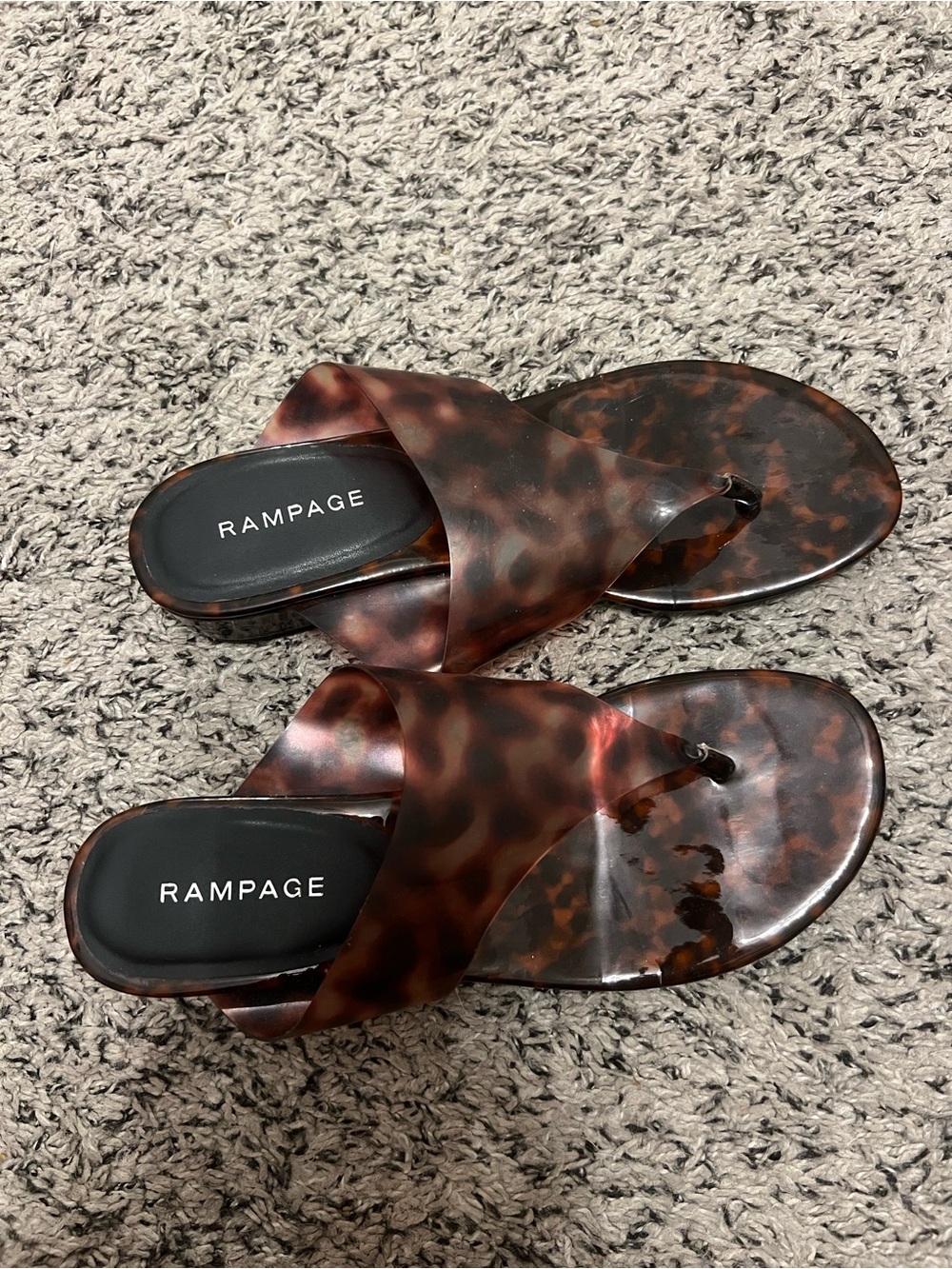 Rampage Tortoiseshell Brown Crossover Slide Sandals